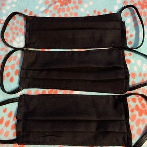1 Solid Black Face Mask Cotton Washable Reversible